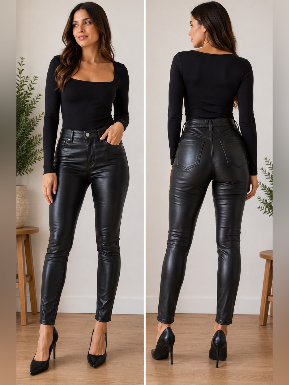 Express Black Faux Leather High Rise Skinny Pants Women’s Size 4R